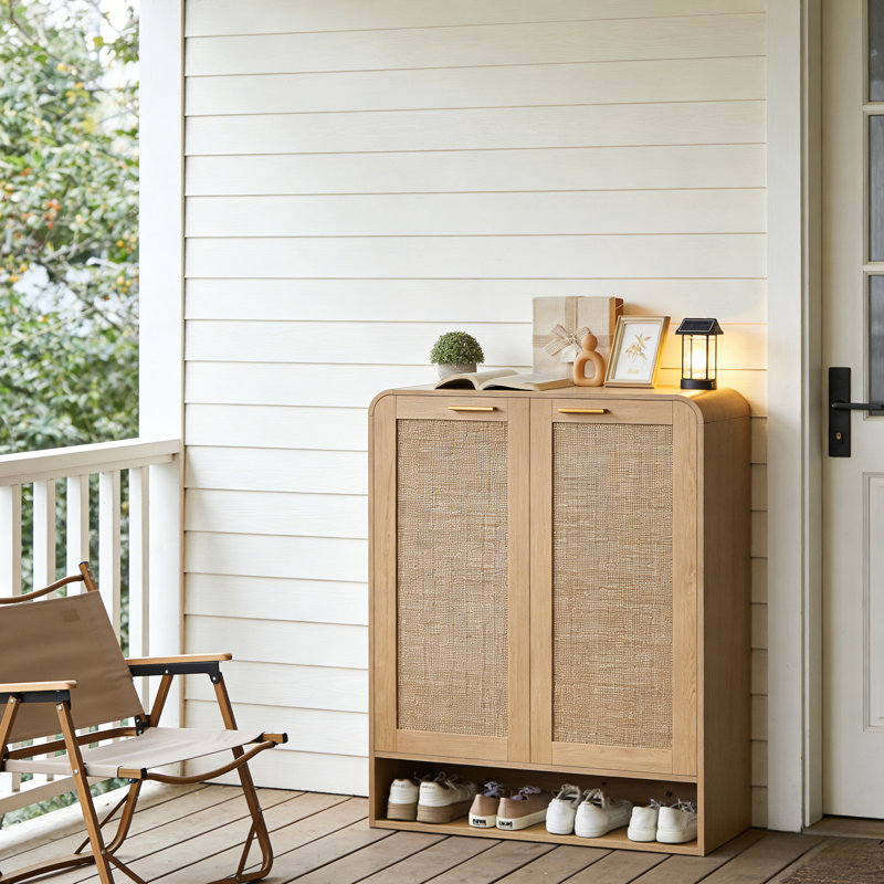 Armoire de rangement à chaussures à 6 niveaux avec tablettes réglables et armoire à chaussures à 2 niveaux, Chêne