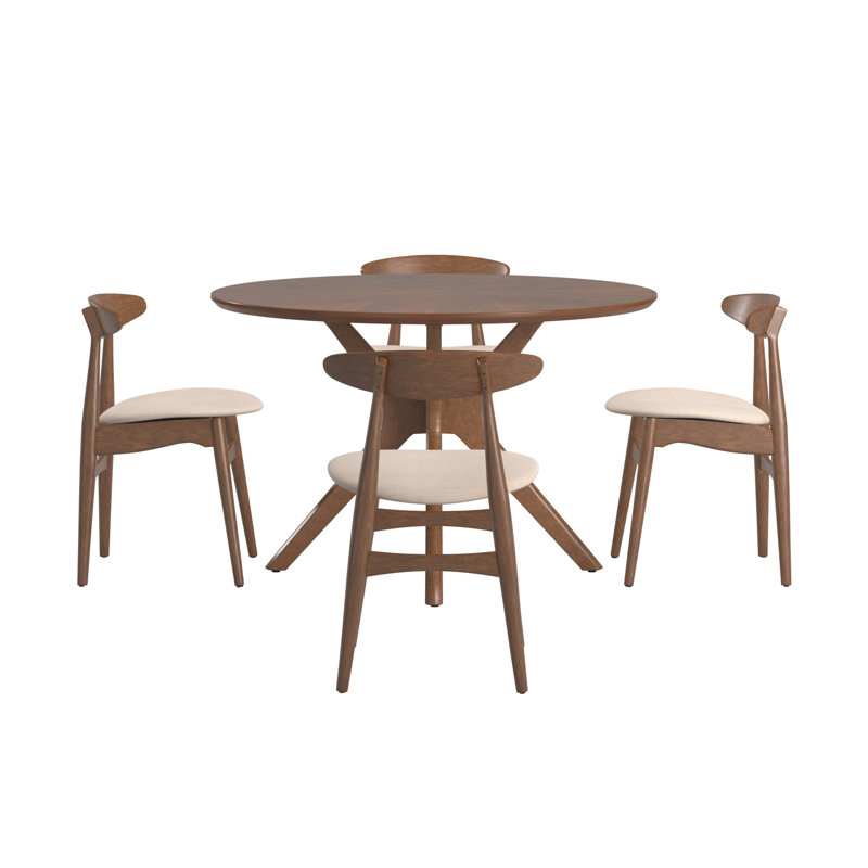 Ensemble de salle à manger rond 48 po avec chaises en tissu Fiorentino, 5 pièces: table, 4 chaises
