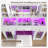 Makeup Vanity With Led Mirror & Rgb Lighted, Charging Station, 3 Drawers And 2 Glass Cabinets, Glass Top Vanity Set With Fold-Up Panel