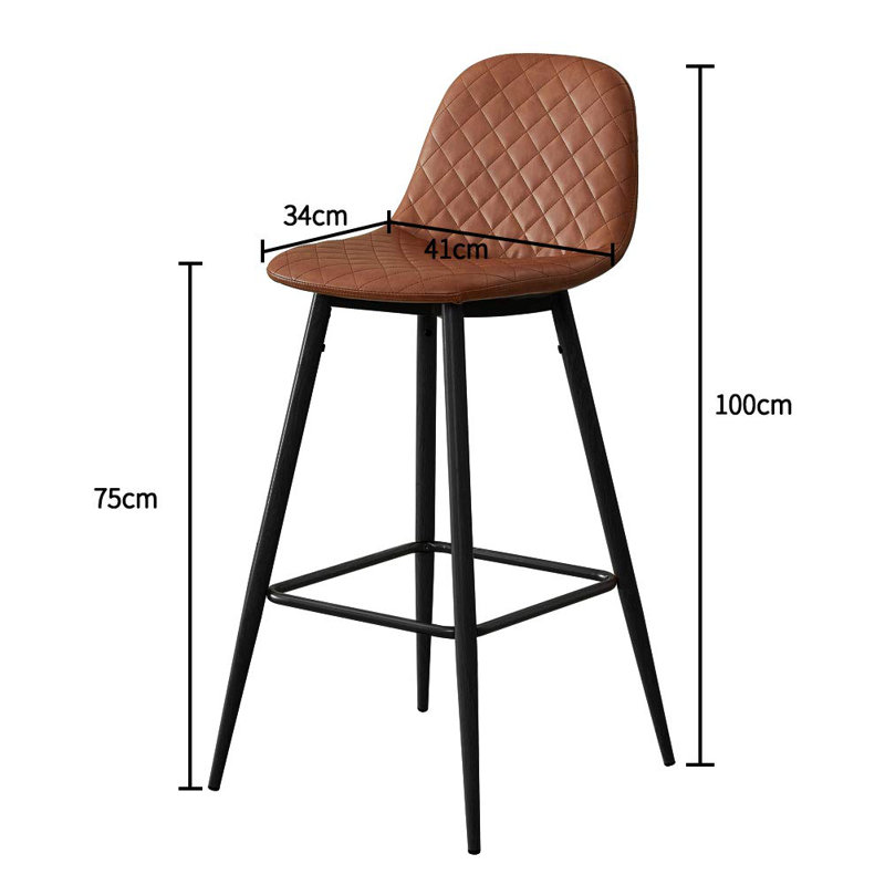 Upholstered Counter Stool with Metal Frame
