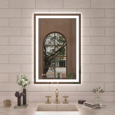 Currin 24 in. W x 36 in. H Rectangular Frameless LED Wall Bathroom Vanity Mirror