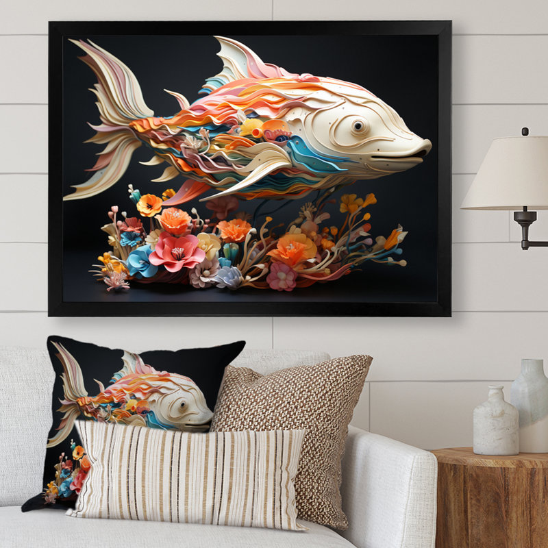 Pêche à la baleine de couleurs I - impression, Cadre simple noir, H 12 po x l 20 po x P 1 po