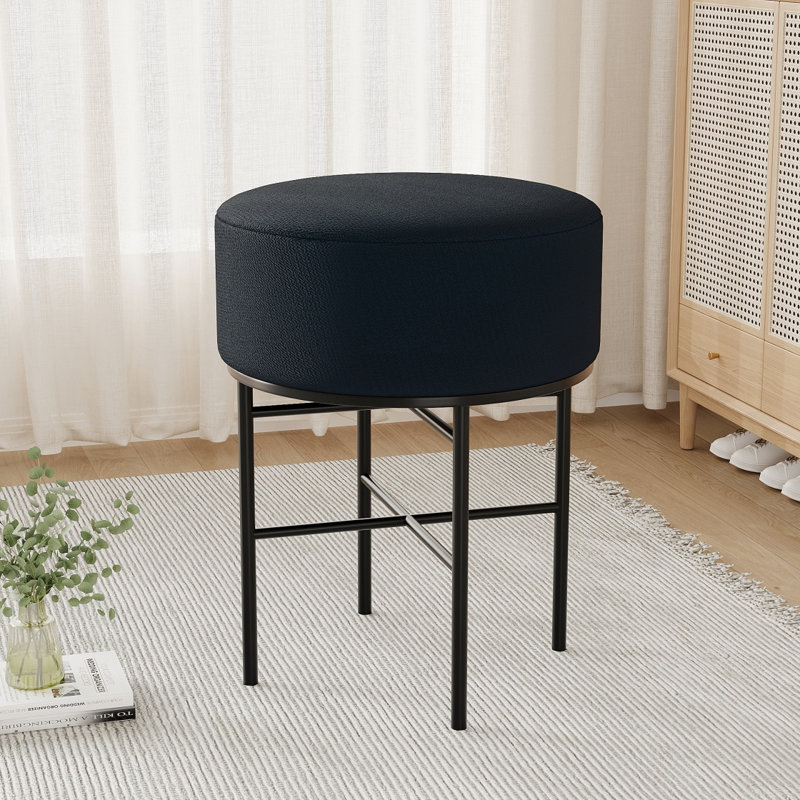 Tabouret de coiffeuse à coussins ronds PC, Noir