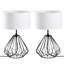 Ensemble de lampes de table de style industriel (2 pièces), corps en métal noir, 9,8 x 9,8 x 16,9 pouces | Capuchon en tissu de 9,8 po, câble de 78,7 po | Interrupteur marche / arrêt, douille E27, 40 W maximum | Éclairage moderne pour la décoration de la maison et du bureau-1641969608-1641969612