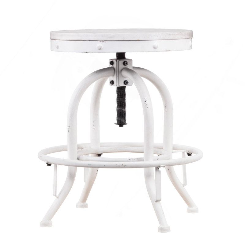 Industrial Adjustable Height Swiveling Stool - White
