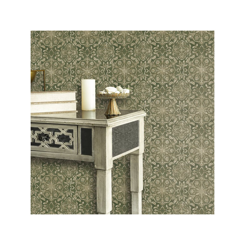 Elegance 10m x 53cm Metallic Wallpaper Roll, Green