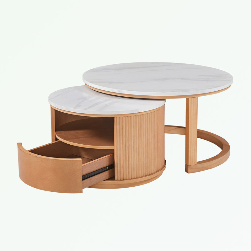 Table basse ronde avec 1 tiroir