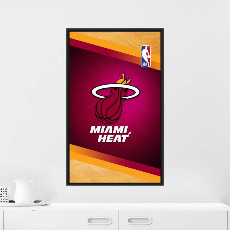 «Miami Heat NBA», art mural sur toile - Équipe de basketball sous licence officielle - prêt à être accroché, Noir