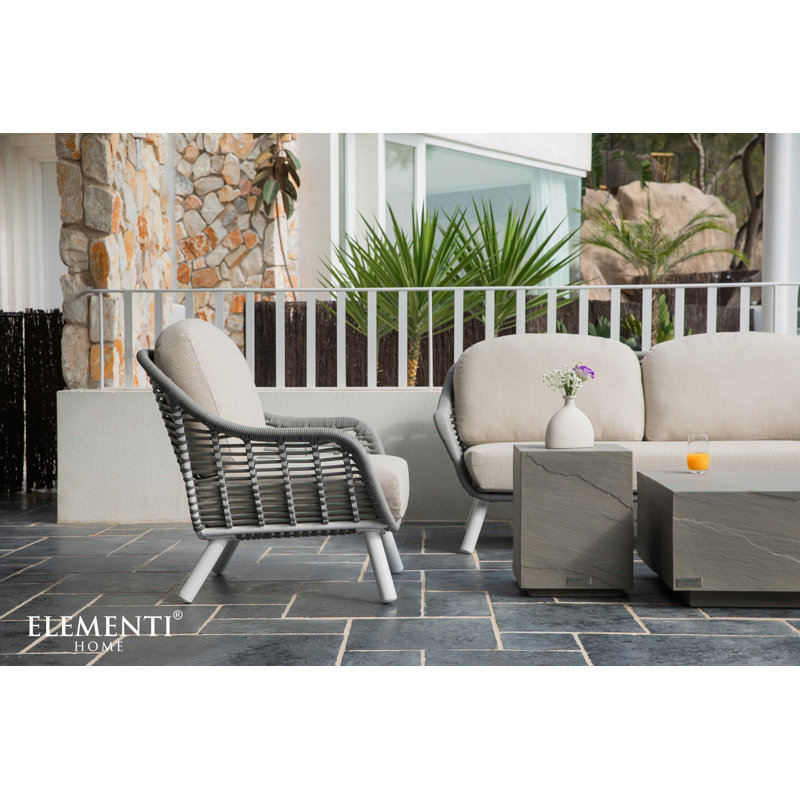 COLORADO Sandstone Small Side Table End Table Made of Concrete 35 x 35 x 46 cm, Grey/Brown/Blue