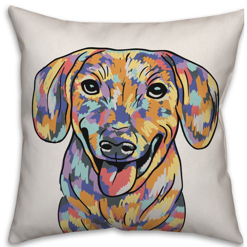  Coussin Dachshund, 16 po x 1 po, Polyester/Mélange de polyester