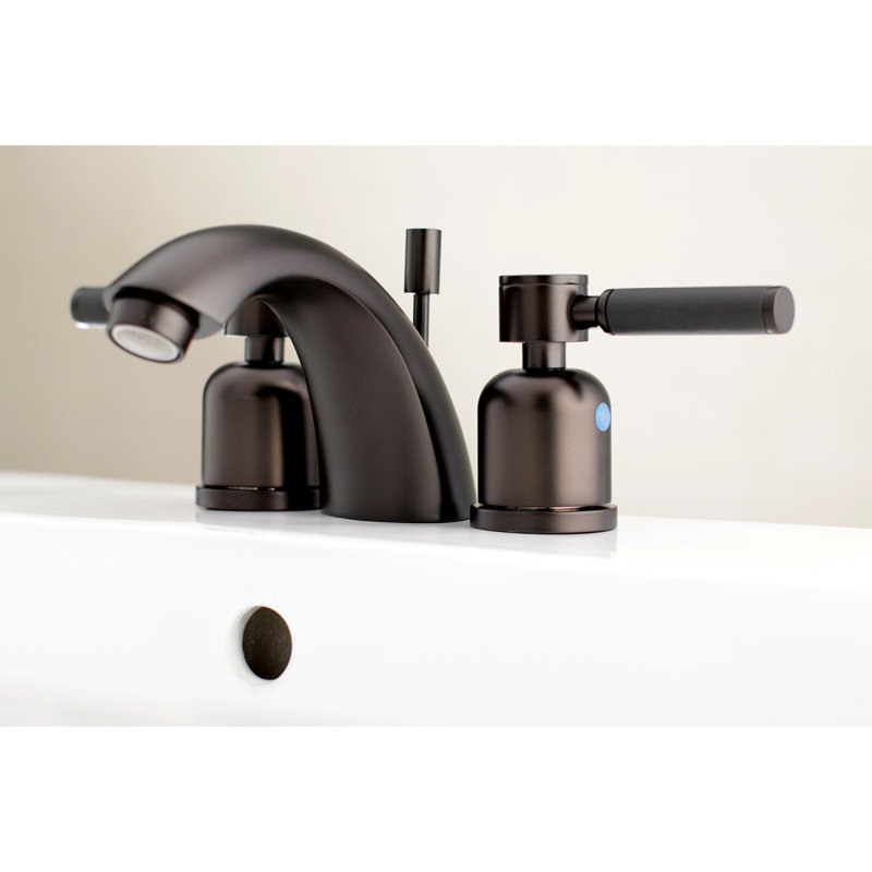Kingston Brass Kaiser Two-Handle 3-Hole Deck Mount Widespread Bathroom Faucet with Pop-Up Drain, Oil Rubbed Bronze