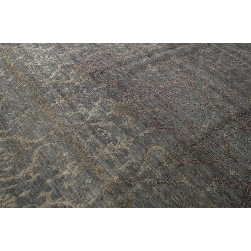 Cotton Abstract Area Rug in Dark Gray