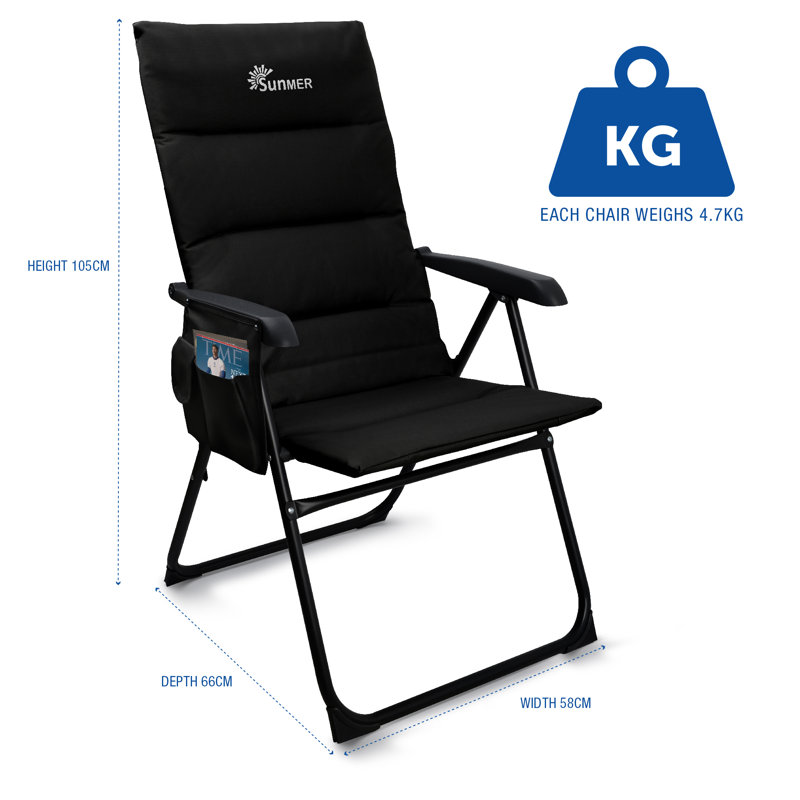 SUNMER Folding Deck Reclining Chairs, Black