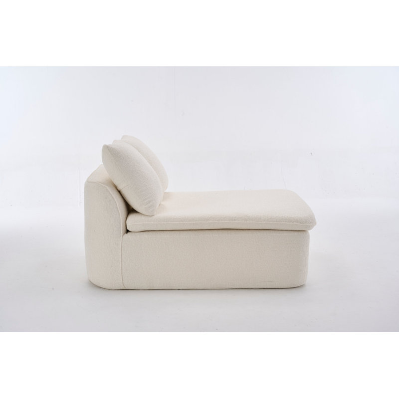 133'' Modular U-Shaped Sectional Compression Sofa With Removable Recliner Module White Woodgrain Chenille Boneless Ideal For Large Living Rooms Or Bedrooms Flexible Configuration For A Versatile