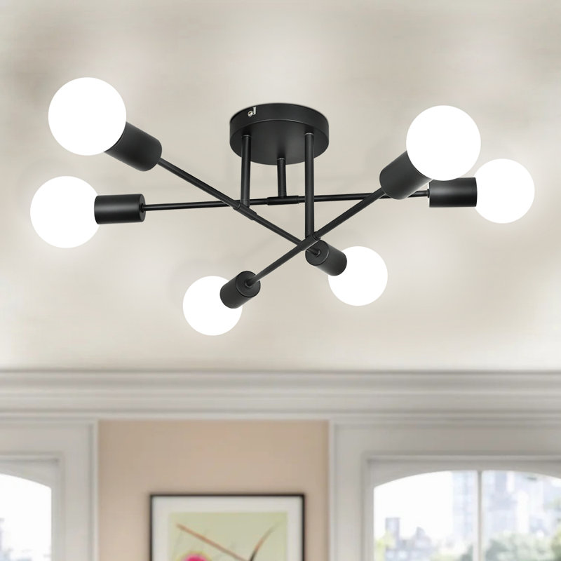 Plafonnier semi-encastré 6 lumières 15,94 po Chalres, Noir