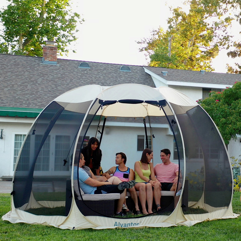 12' x 12' Beige Fiberglass Pop-Up Screen Tent Canopy