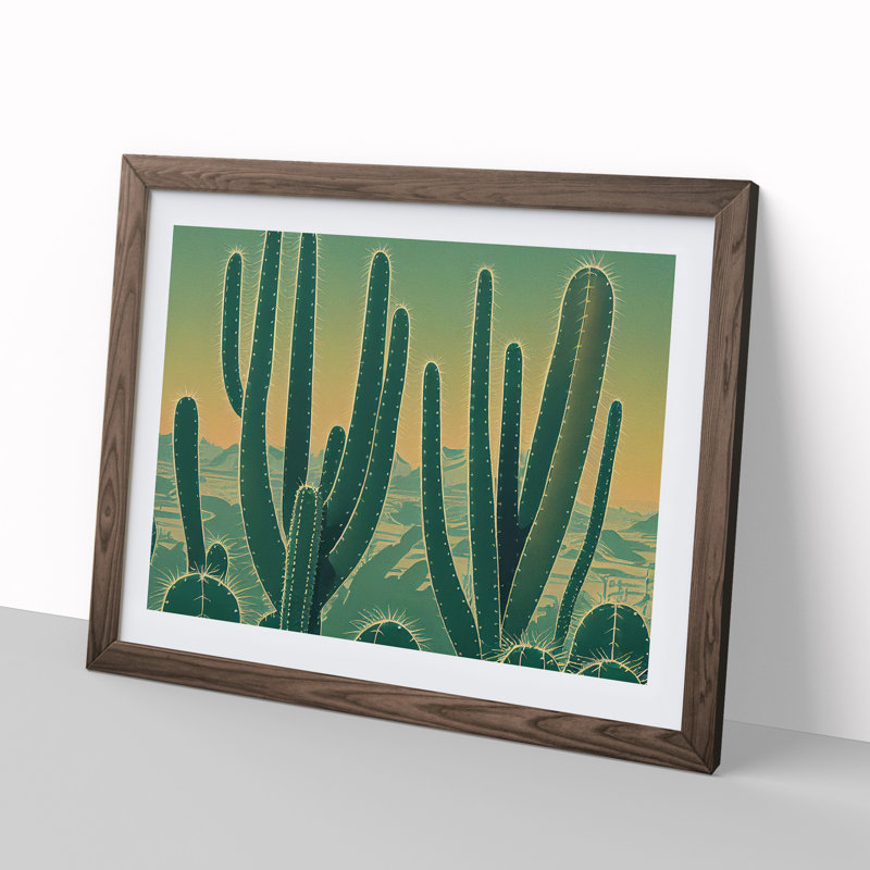 XH1022-8635X Superb Cactus - Single Picture Frame Print, 34cm H x 46cm W, Walnut