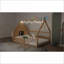 Lit plateforme double en pin massif avec clôture et amp; Fenêtre, naturel - aucun sommier requis-422759842
