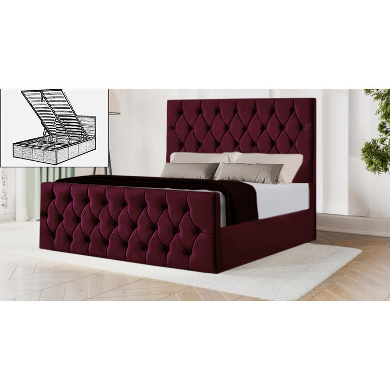 Dowden Upholstered Ottoman Storage Bed, Double (4'6), Brown