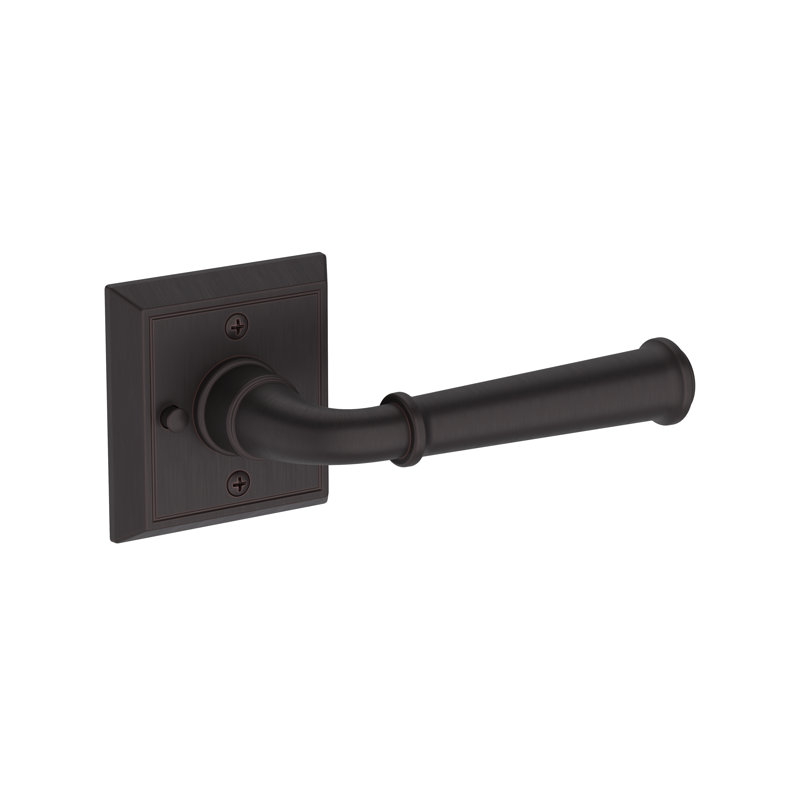 Dunsmoor Privacy Lever with Chamfered Square Rose in Matte Black, Venetian Bronze