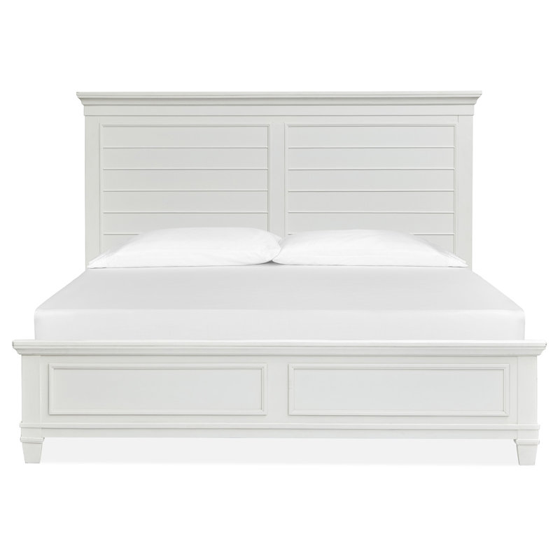 King White Panel Bed, White, King
