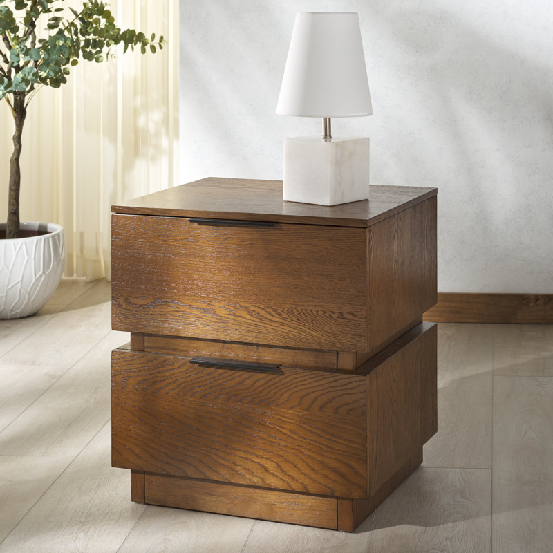 Titus 2 Drawer Nightstand, Medium Oak