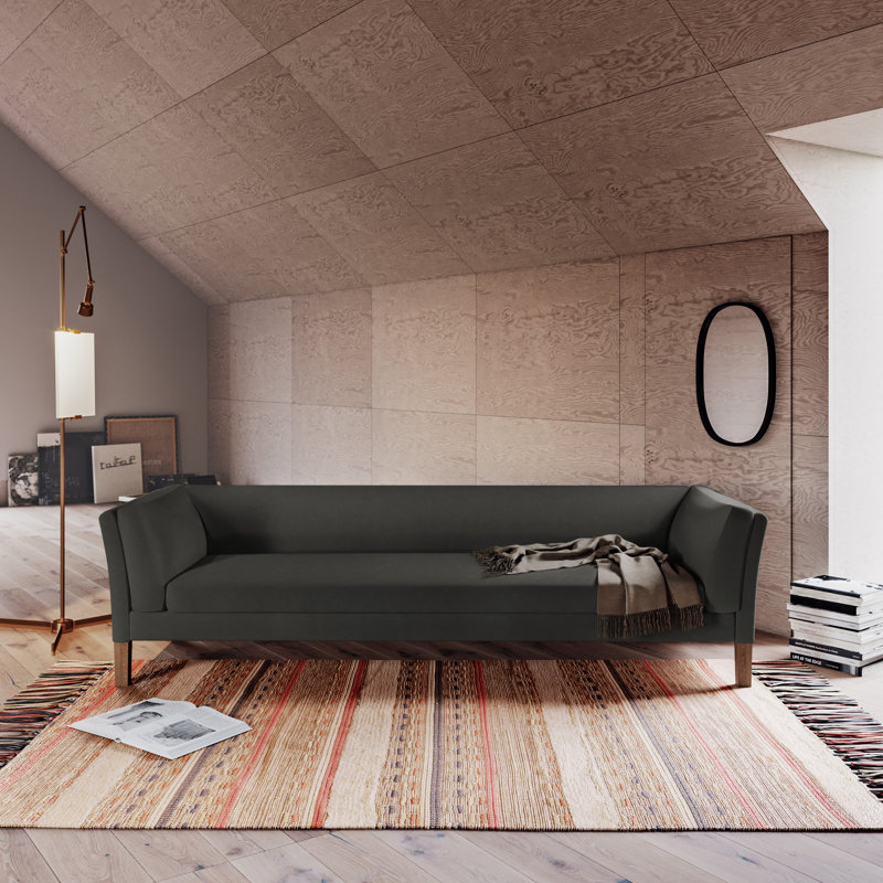Charlton Flared Shelter-Arm Sofa, Vintage Leather Graphite, Ebony, 31" H x 84" W x 40" D