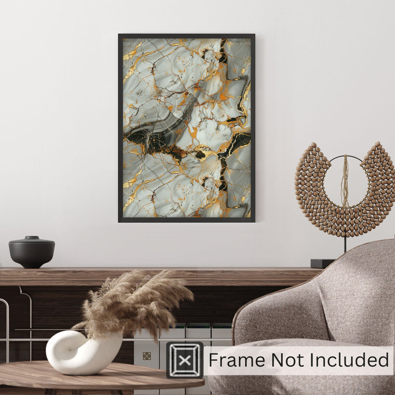 «Abstract Golden Grey», reproduction d'art moderne sans cadre