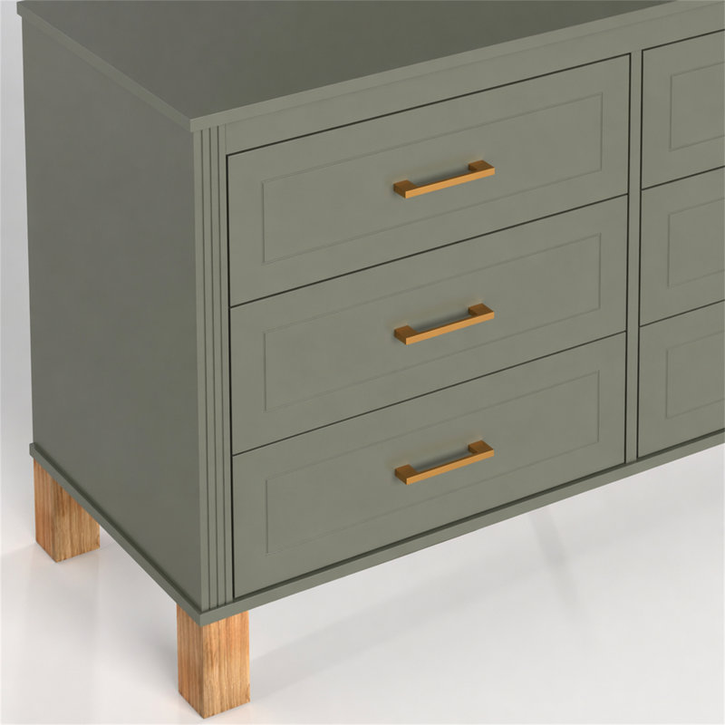 Commode double 6 tiroirs, Olive