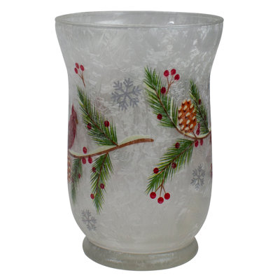 Porte-bougie de Noël en verre sans flamme 4 po Cardinal