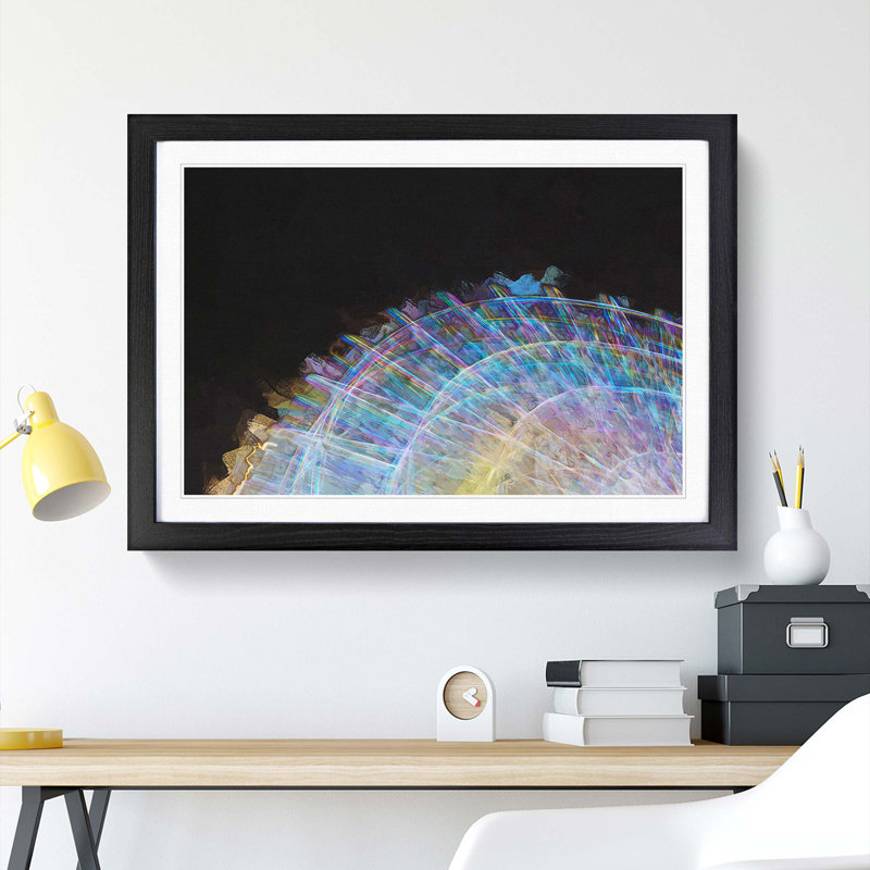 Lights of the Ferris Wheel in Abstract - Picture Frame Painting Print, 36cm H x 48cm W x 2cm D, Black Framed
