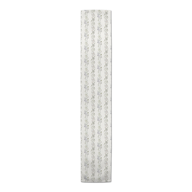 Arfah Rectangle Floral Polyester Table Runner, 72" x 16", Gray