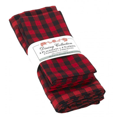Plaid Rectangle Placemat And Napkin Set