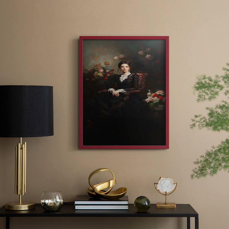 Reproduction encadrée WOMEN Series CCXLV III - bois massif, H 11 po x l 9 po, Rouge