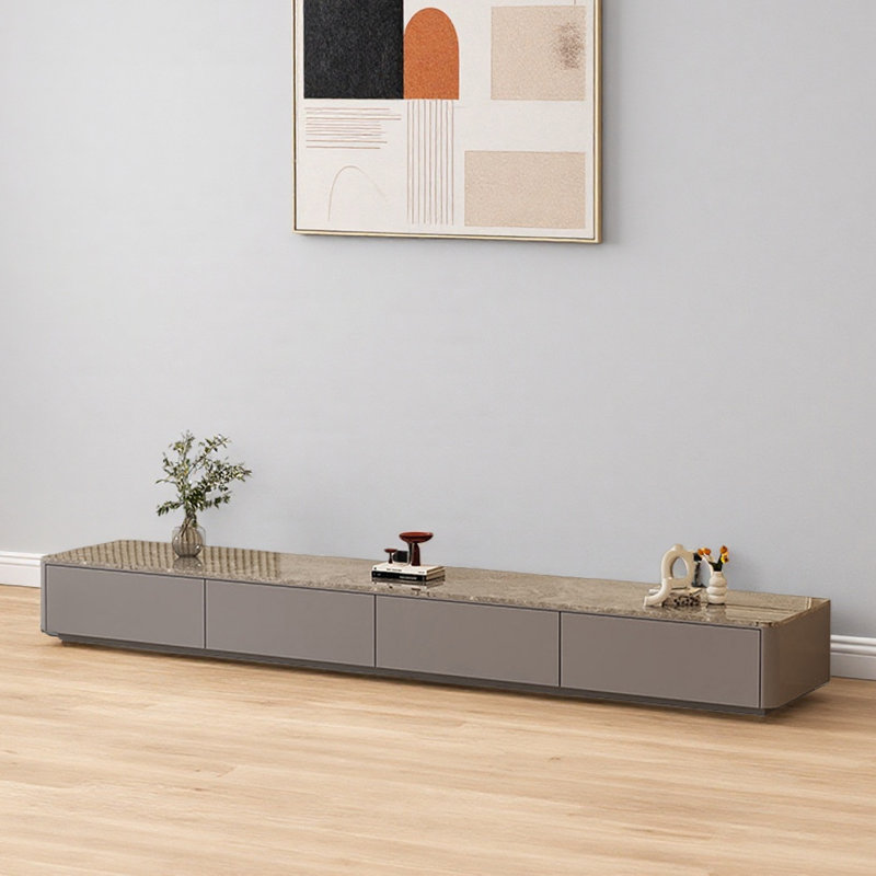 Meuble télé sur pied Modern Light Luxury, Gris, 14.17"H x 63"L x 11.81"W
