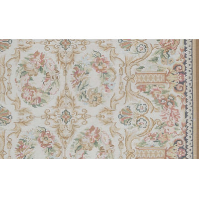 Tapis beige et multicolore de haute qualité noué à la main