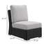 Fauteuil modulaire d'extérieur sans accoudoirs Tira, osier tissé noir, gris Nuvella