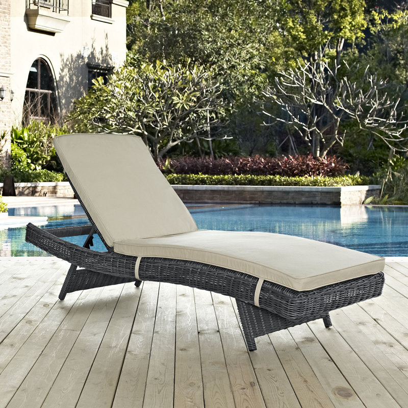 Modway Invite Outdoor Patio Sunbrella Chaise, Antique Beige Sunbrella® Canvas