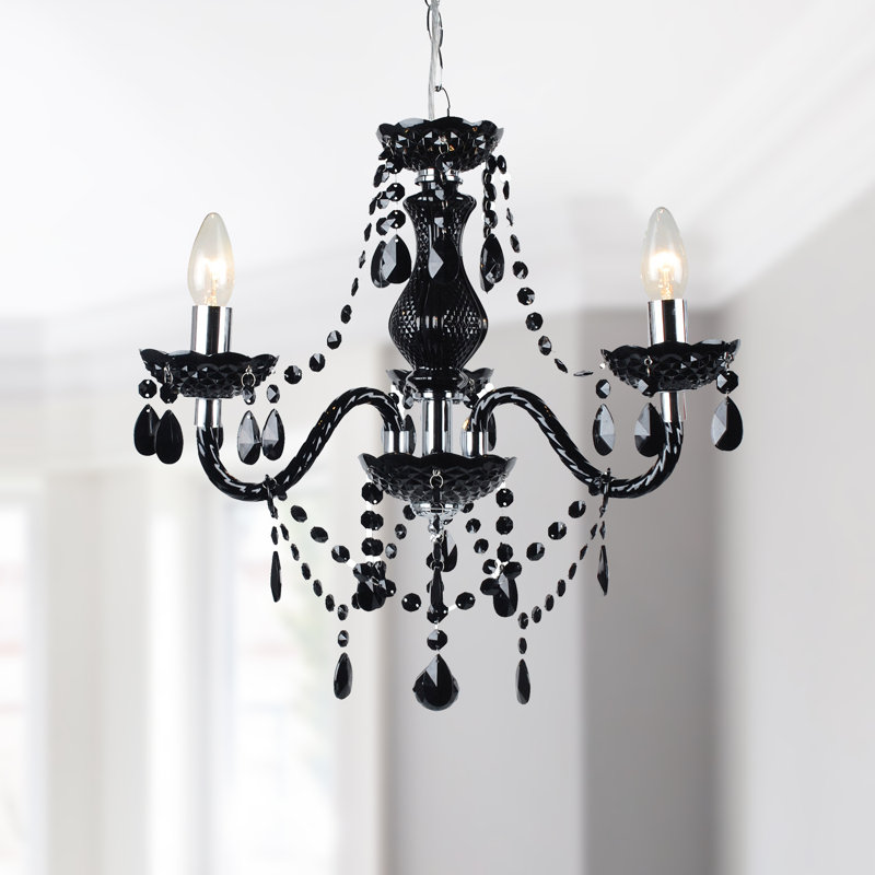 Xan 3 - Light Candle Style Chandelier, Black/Chrome