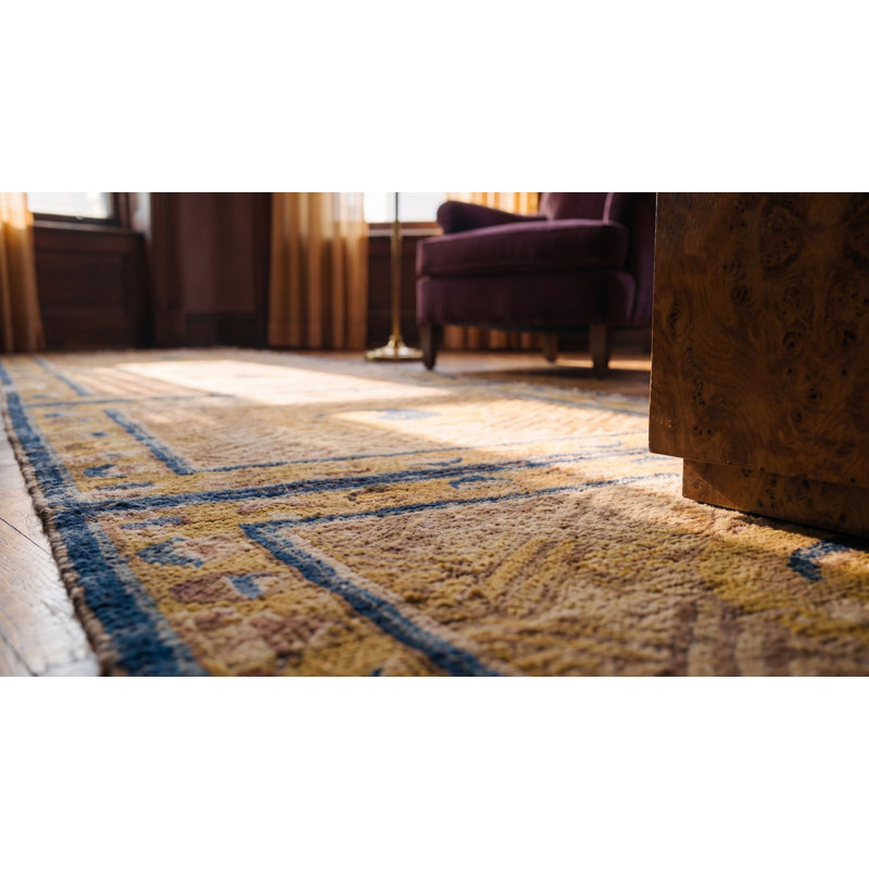 Tapis jaune antique en laine Ningxia