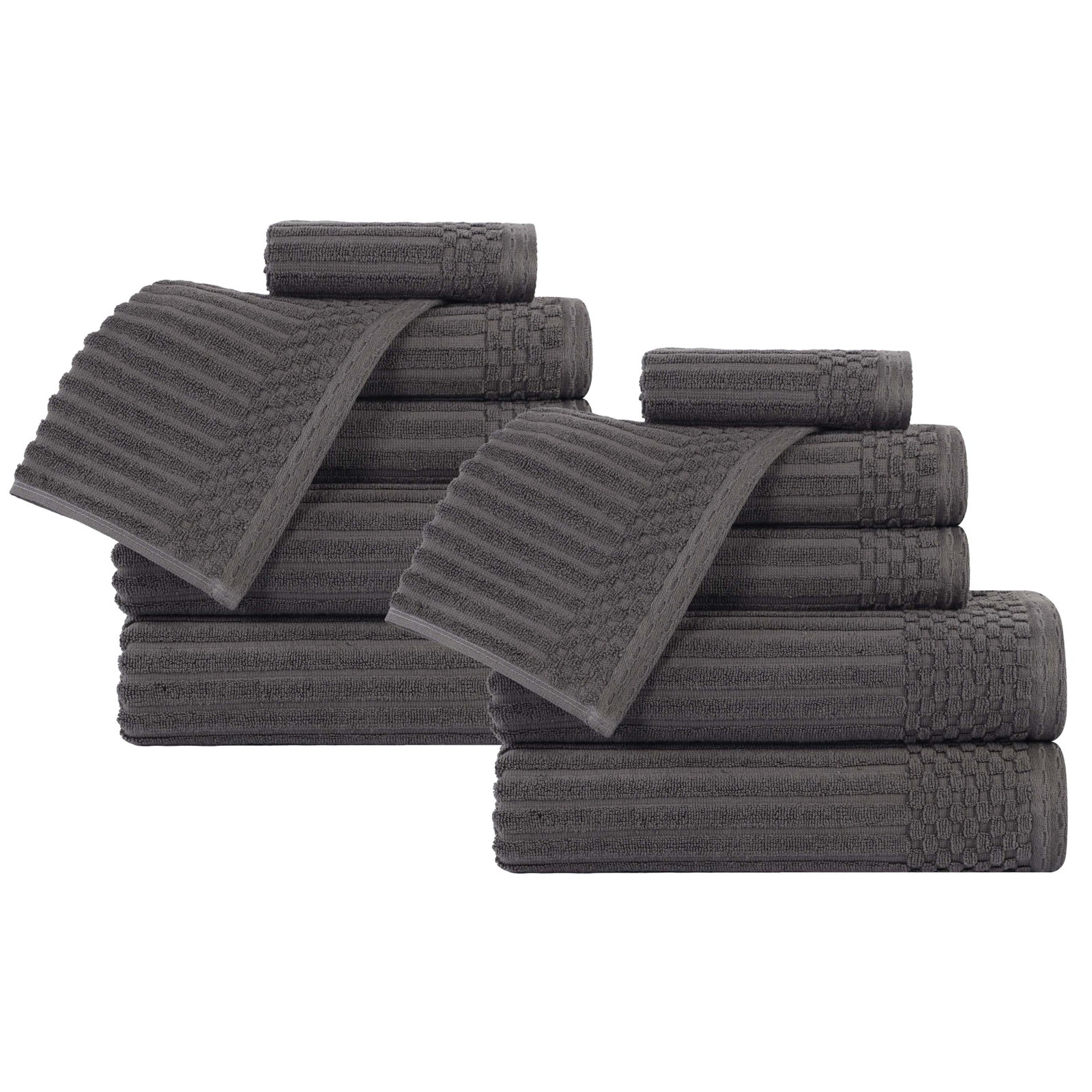Ruvins 12 Piece 100% Cotton Towel Set, Charcoal