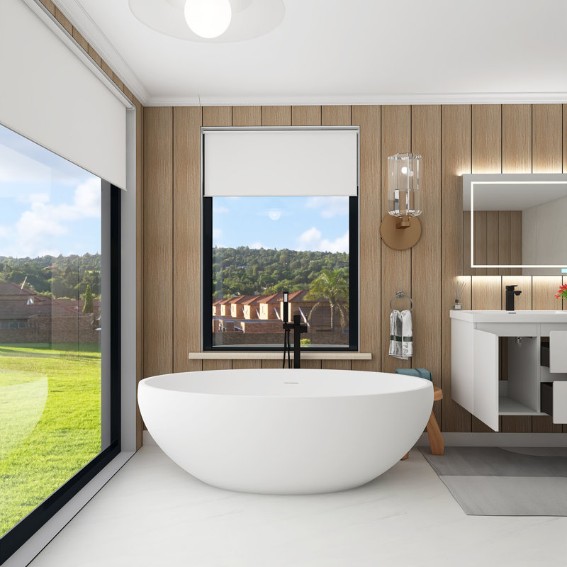 67“ Freestanding Soaking Solid Surface Bathtub