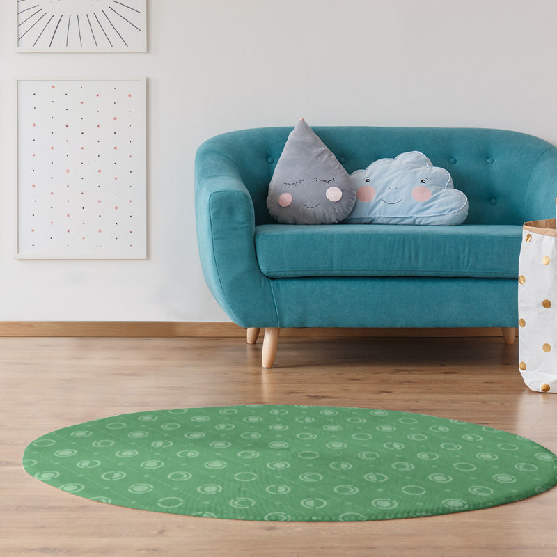 Chenille Geometric Indoor Rug, Round 5'