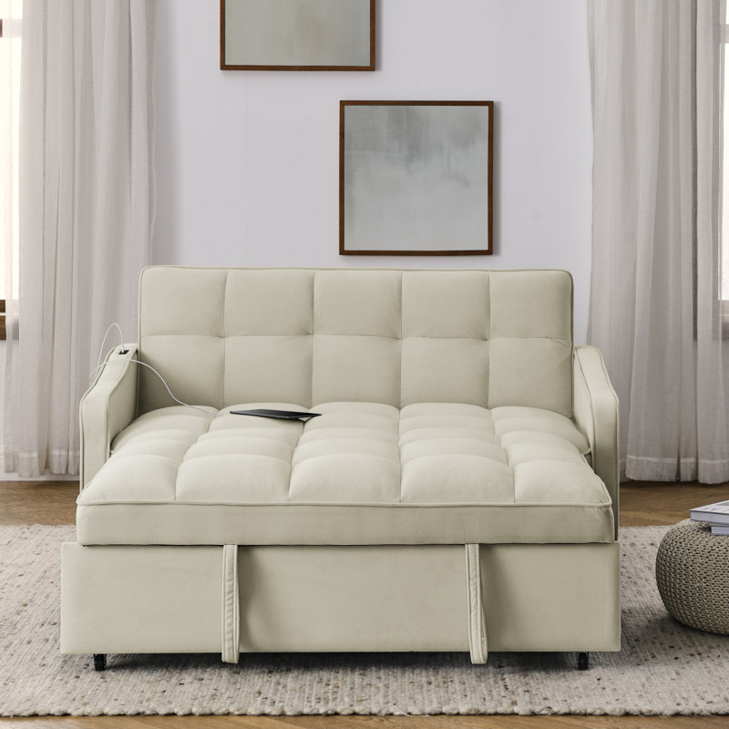 Canapé-lit avec lit escamotable Boneless Loveseats, Beige
