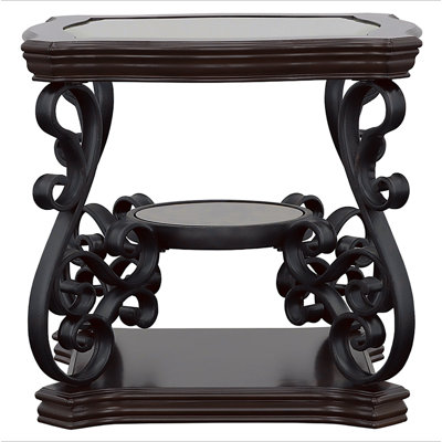 Bianca Merlot 2-Shelf Glass Top End Table