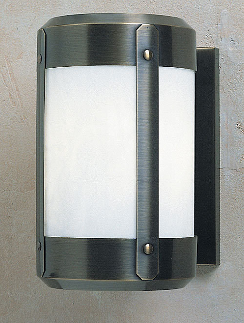 Lanterne murale d'extérieur 1 lumière Arinze, H 11,25 po x l 7 po x P 8,25 po, Brun mission, Givré