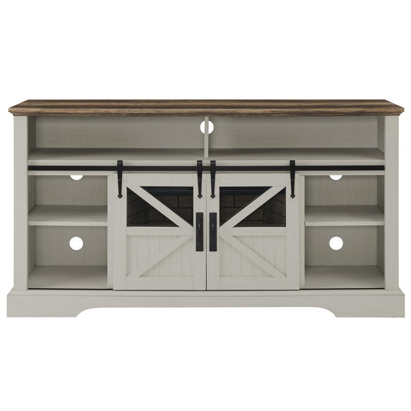Breean TV Stand Fireplace for TVs up to 65" Fireplace, Jasmine White