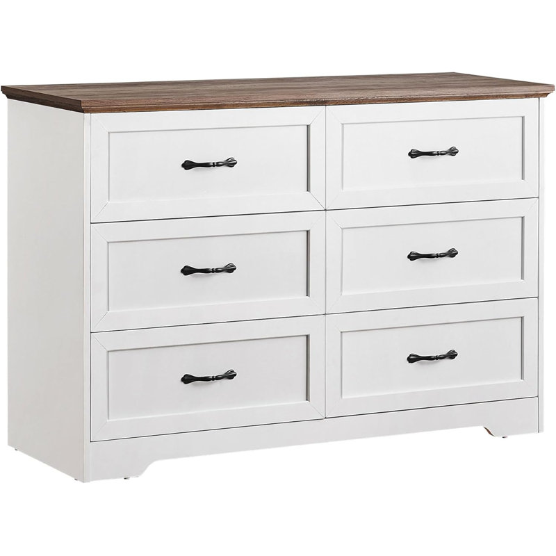 5/6 Drawers Dresser for Bedroom,Chest of Drawers with Wide Metal Handle,Farmhouse Modern Wooden Tall Dresser,Natural Texture,Storage Organizer Dresser for Bedroom,Living Room,Kids Room