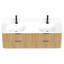 Meuble-lavabo à cannelure dorée 60 po avec lavabo intégré et quincaillerie noire 60 po-129768126