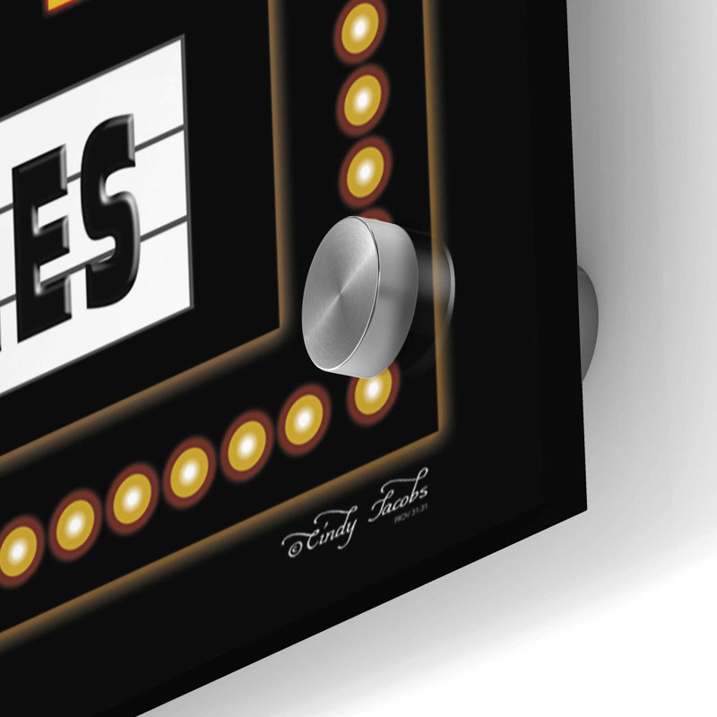 «Game Room Sign» par Cindy Jacobs, art mural en verre acrylique, H 16 po x l 48 po x P 0,2 po